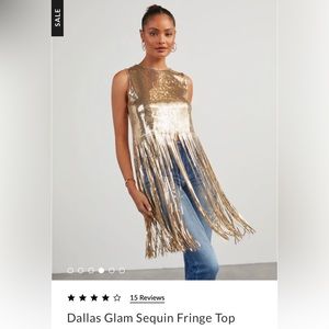 NWT Gold Sequin Fringe Top | VICI L/XL